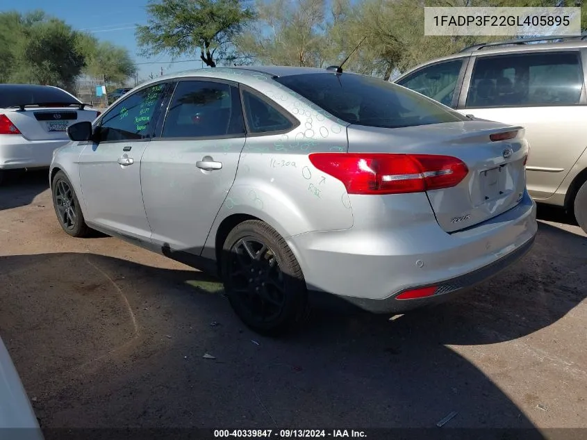 2016 Ford Focus Se VIN: 1FADP3F22GL405895 Lot: 40339847