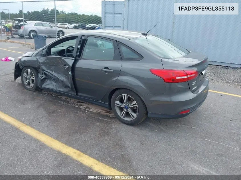 2016 Ford Focus Se VIN: 1FADP3FE9GL355118 Lot: 40339959