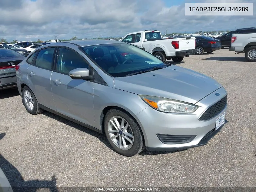 2016 Ford Focus Se VIN: 1FADP3F25GL346289 Lot: 40342629