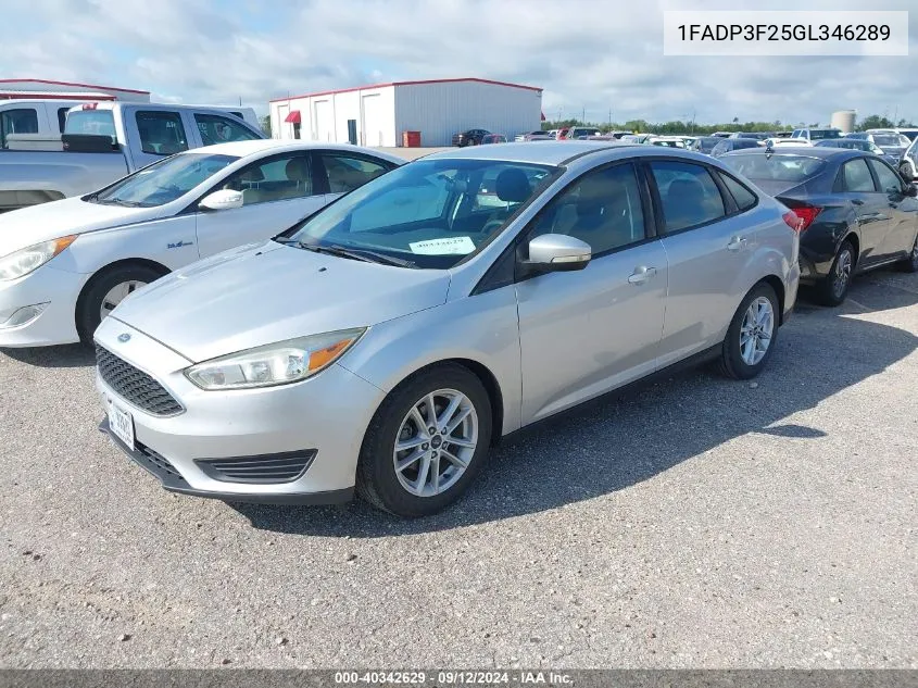 2016 Ford Focus Se VIN: 1FADP3F25GL346289 Lot: 40342629