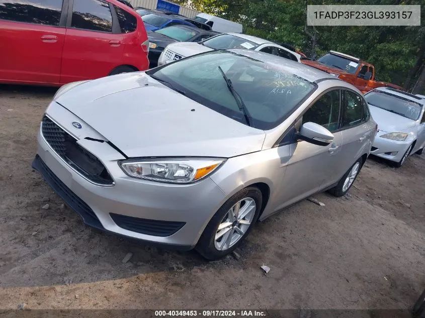 2016 Ford Focus Se VIN: 1FADP3F23GL393157 Lot: 40349453