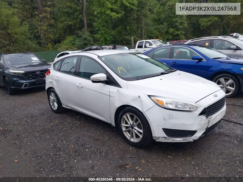 2016 Ford Focus Se VIN: 1FADP3K2XGL247568 Lot: 40350346