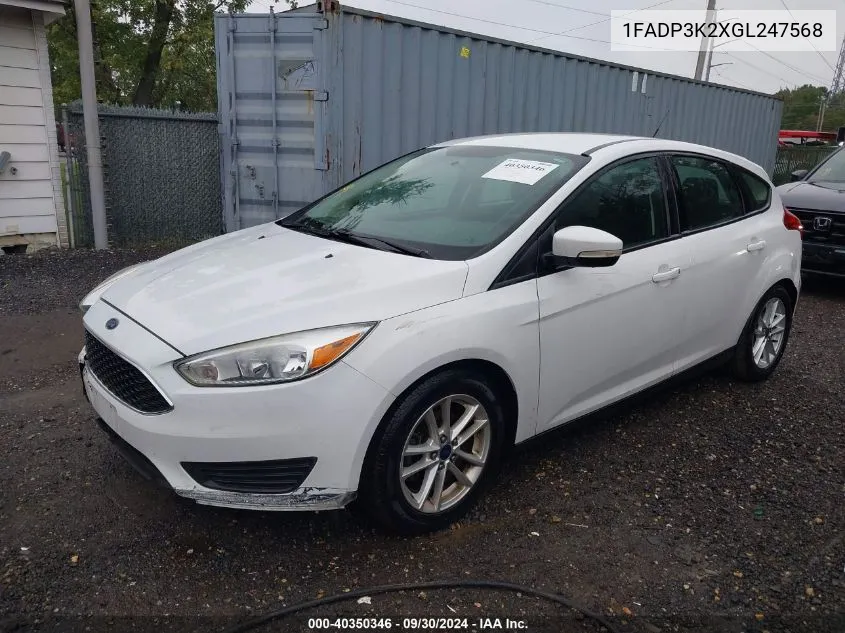 2016 Ford Focus Se VIN: 1FADP3K2XGL247568 Lot: 40350346