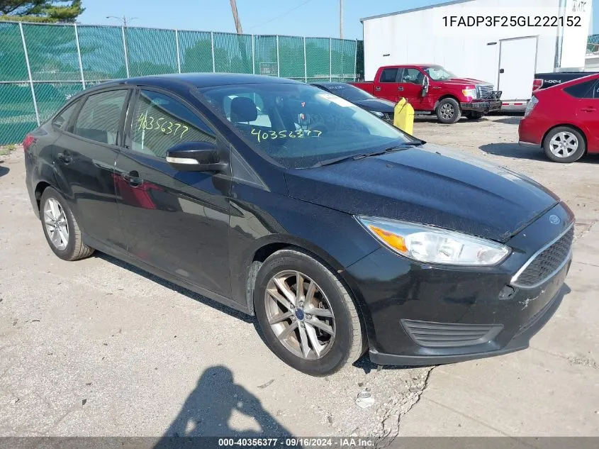 2016 Ford Focus Se VIN: 1FADP3F25GL222152 Lot: 40356377