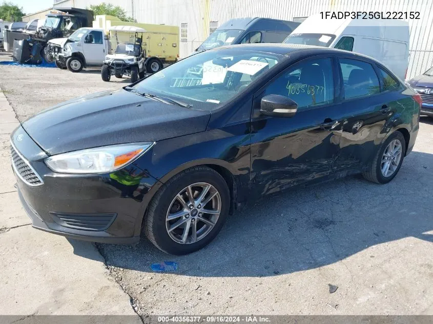 2016 Ford Focus Se VIN: 1FADP3F25GL222152 Lot: 40356377