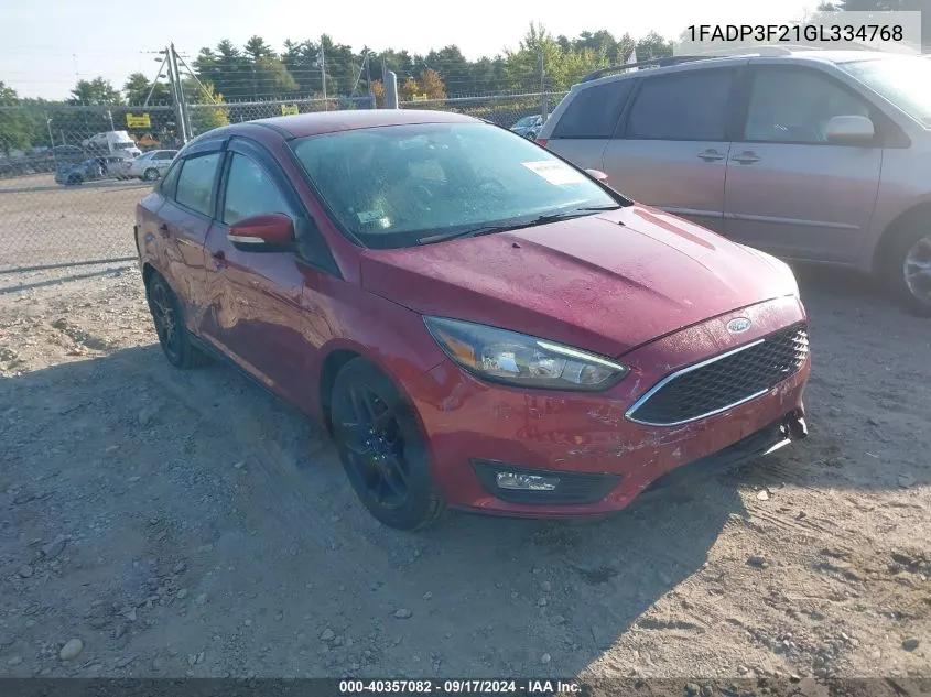 2016 Ford Focus Se VIN: 1FADP3F21GL334768 Lot: 40357082