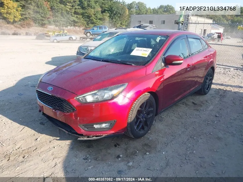 2016 Ford Focus Se VIN: 1FADP3F21GL334768 Lot: 40357082