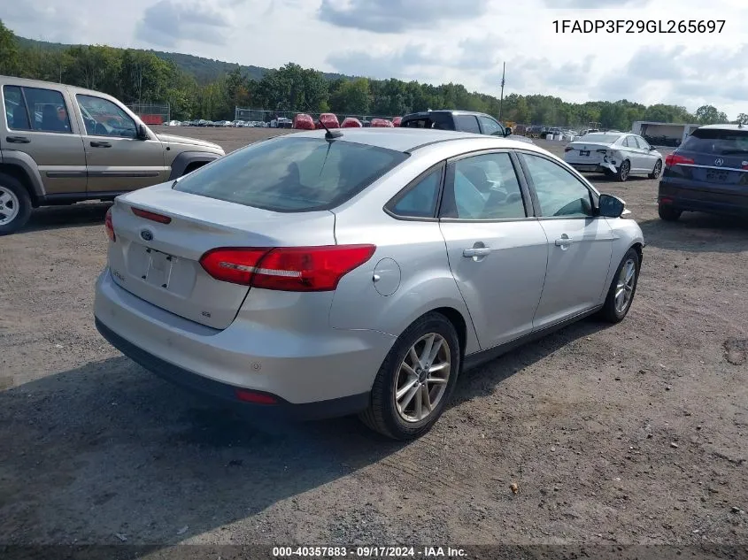 2016 Ford Focus Se VIN: 1FADP3F29GL265697 Lot: 40357883