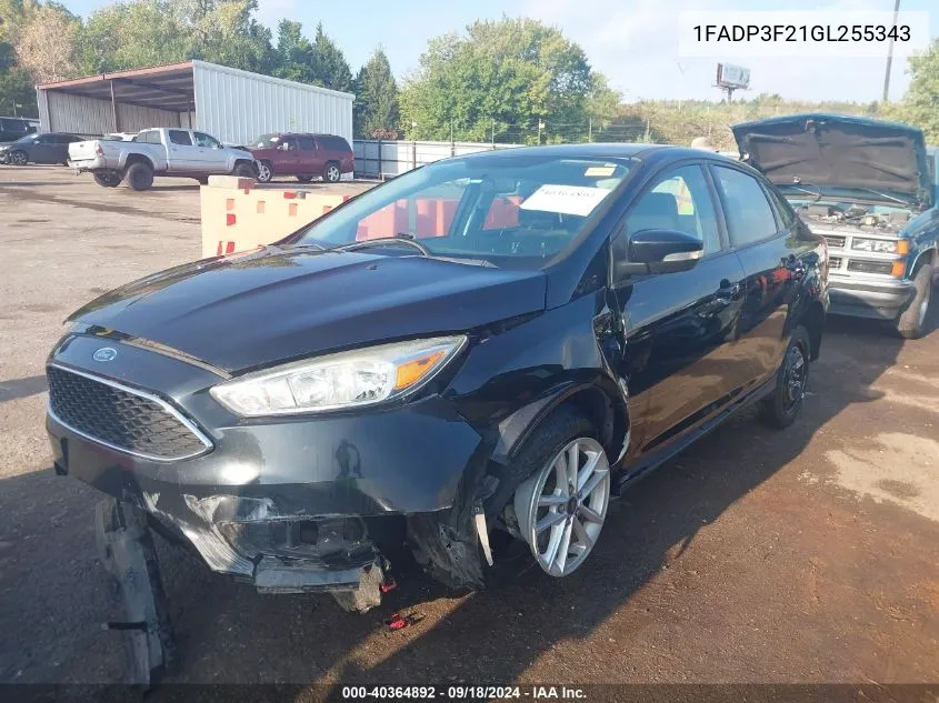 2016 Ford Focus Se VIN: 1FADP3F21GL255343 Lot: 40364892