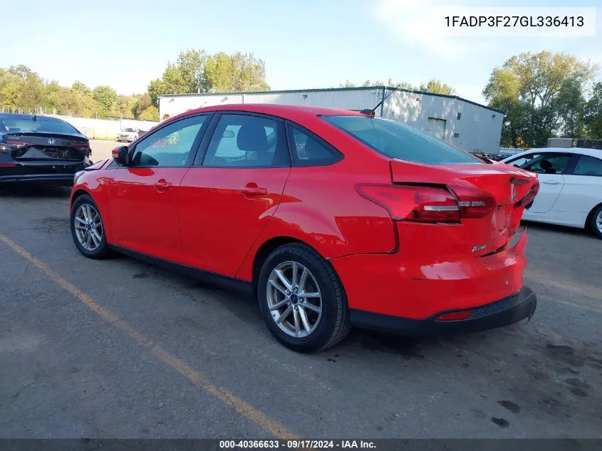 2016 Ford Focus Se VIN: 1FADP3F27GL336413 Lot: 40366633