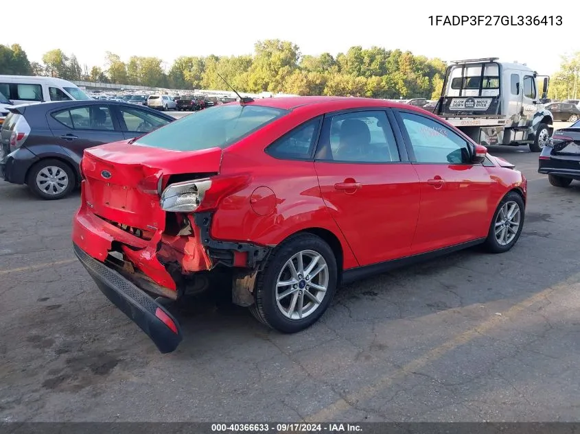 2016 Ford Focus Se VIN: 1FADP3F27GL336413 Lot: 40366633