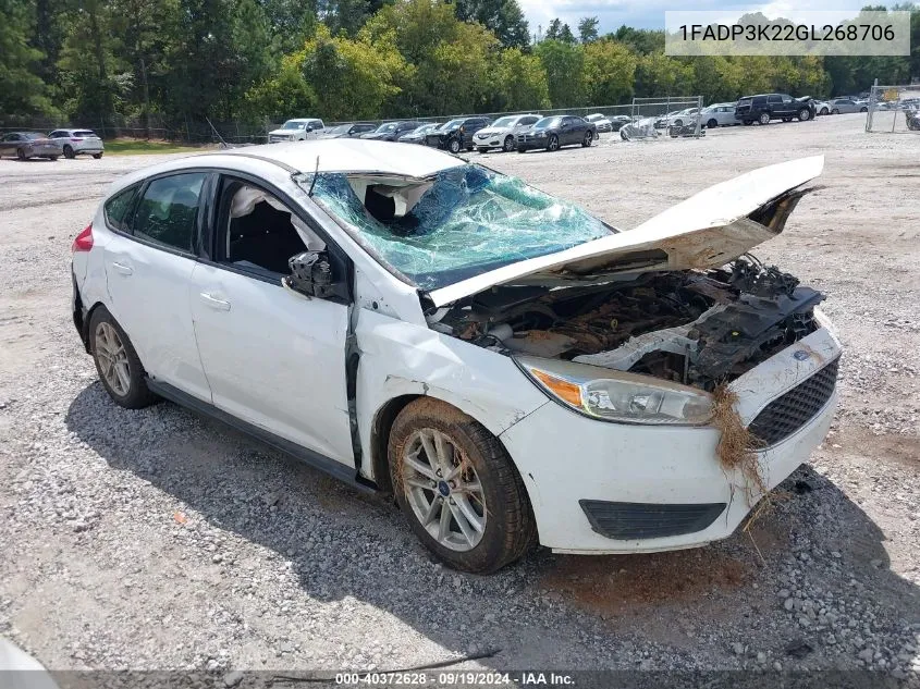 2016 Ford Focus Se VIN: 1FADP3K22GL268706 Lot: 40372628