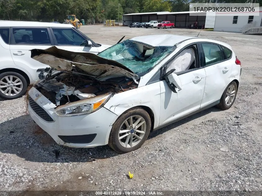 2016 Ford Focus Se VIN: 1FADP3K22GL268706 Lot: 40372628