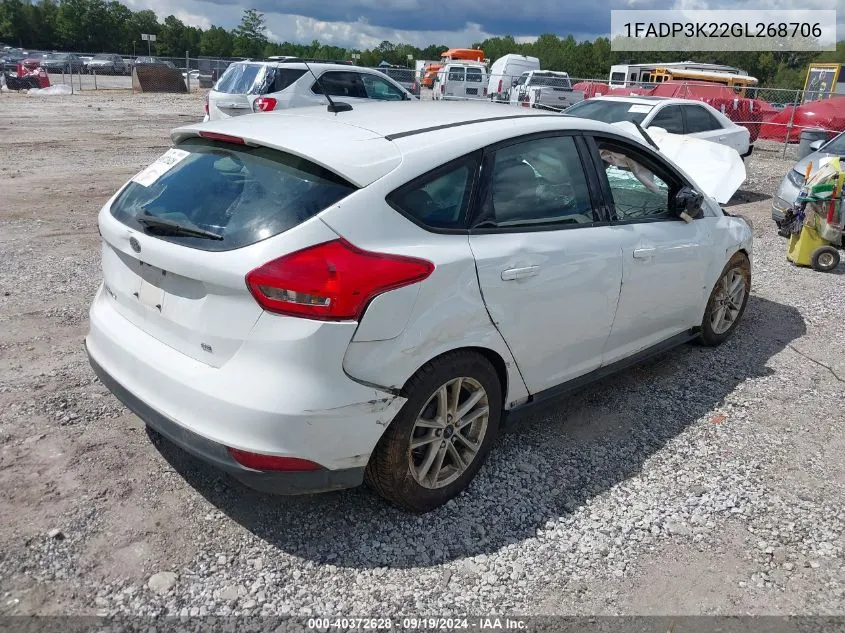 2016 Ford Focus Se VIN: 1FADP3K22GL268706 Lot: 40372628