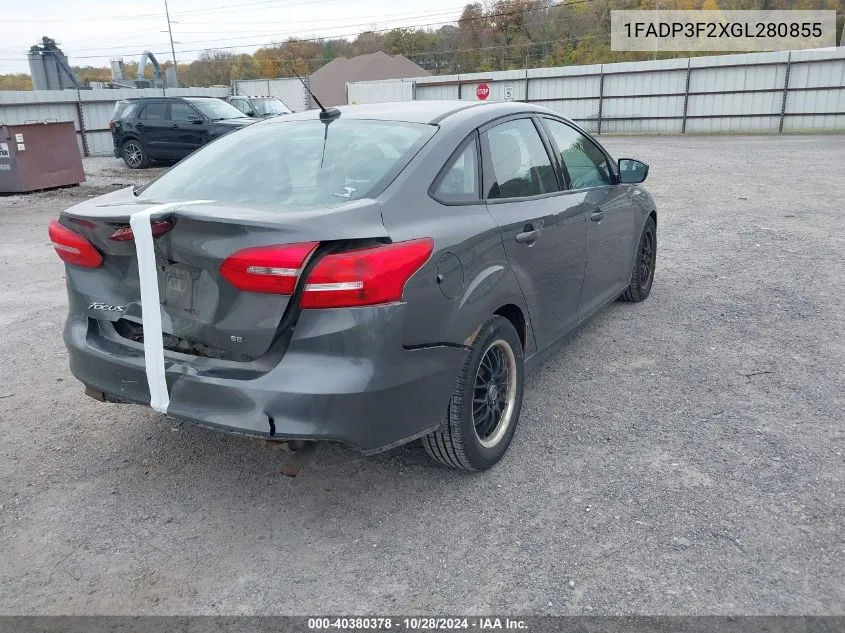 2016 Ford Focus Se VIN: 1FADP3F2XGL280855 Lot: 40380378