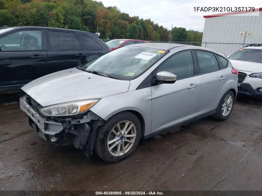 2016 Ford Focus Se VIN: 1FADP3K21GL357179 Lot: 40380905