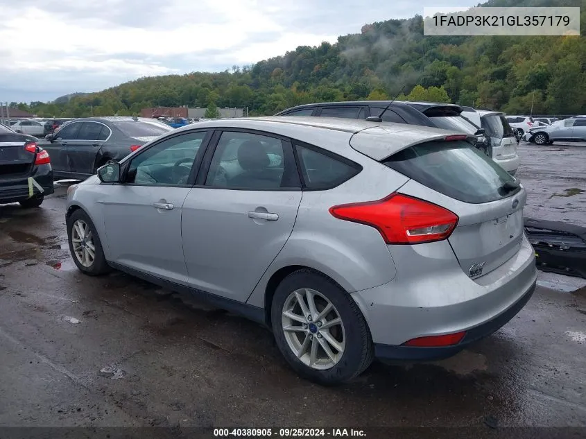 2016 Ford Focus Se VIN: 1FADP3K21GL357179 Lot: 40380905