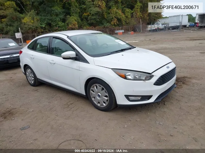 2016 Ford Focus Se VIN: 1FADP3FE4GL200671 Lot: 40382022