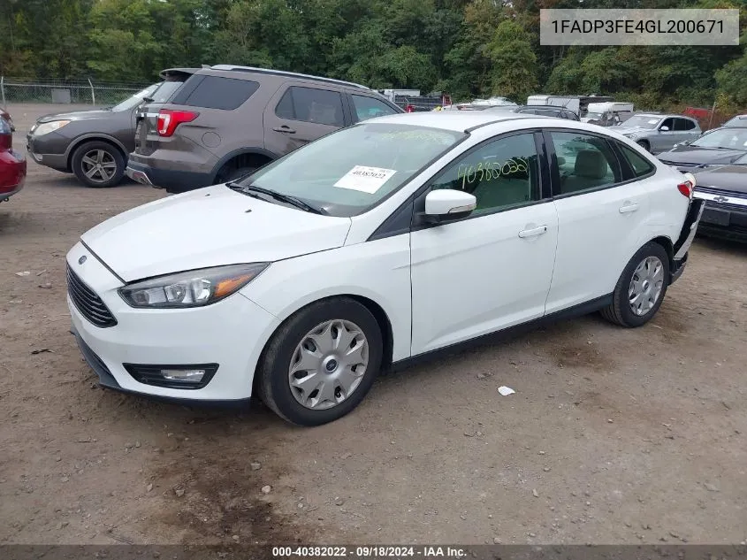 2016 Ford Focus Se VIN: 1FADP3FE4GL200671 Lot: 40382022