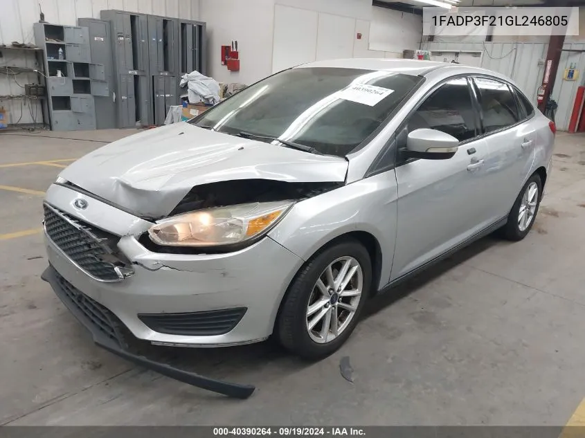 2016 Ford Focus Se VIN: 1FADP3F21GL246805 Lot: 40390264