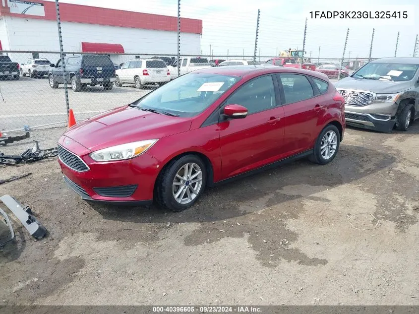 2016 Ford Focus Se VIN: 1FADP3K23GL325415 Lot: 40396605