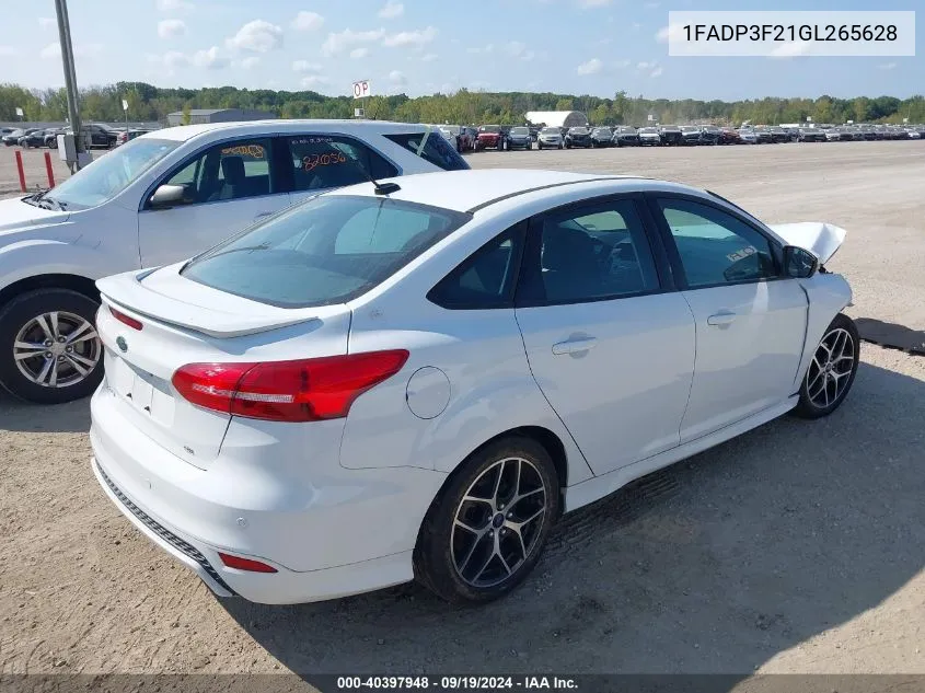 2016 Ford Focus Se VIN: 1FADP3F21GL265628 Lot: 40397948