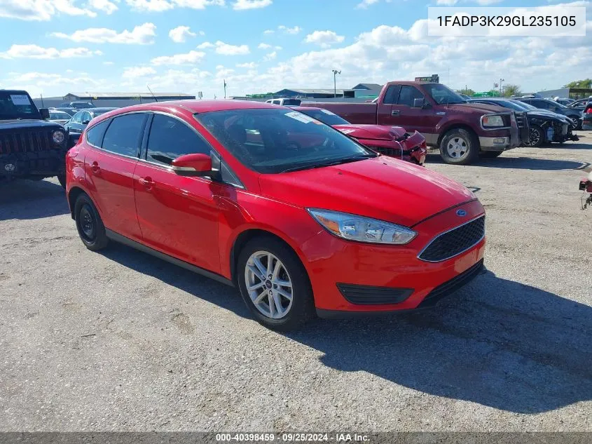 2016 Ford Focus Se VIN: 1FADP3K29GL235105 Lot: 40398459