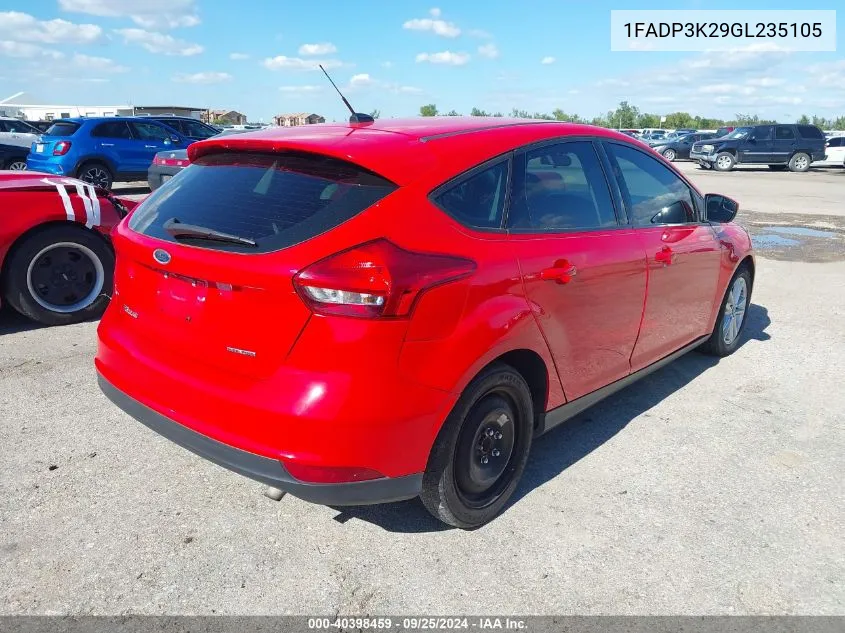 2016 Ford Focus Se VIN: 1FADP3K29GL235105 Lot: 40398459