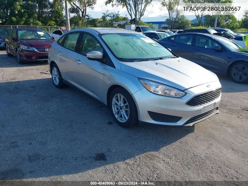 2016 Ford Focus Se VIN: 1FADP3F28GL352667 Lot: 40409063