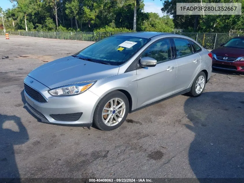 2016 Ford Focus Se VIN: 1FADP3F28GL352667 Lot: 40409063