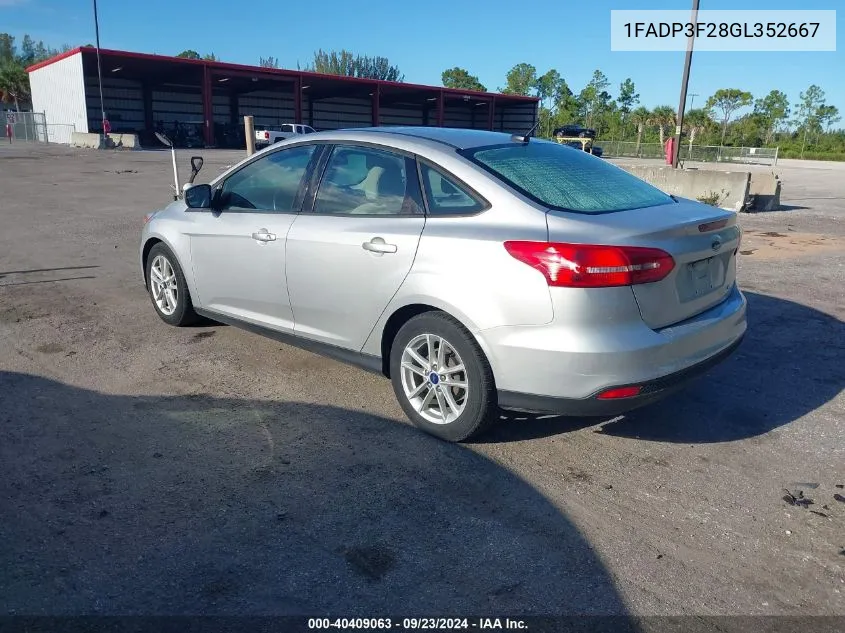 2016 Ford Focus Se VIN: 1FADP3F28GL352667 Lot: 40409063