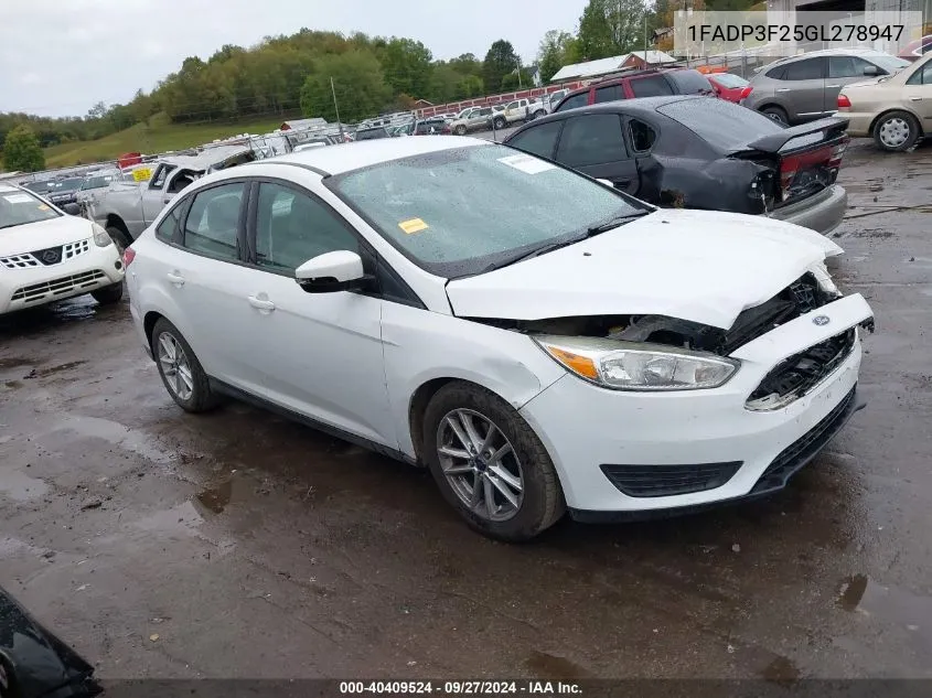 2016 Ford Focus Se VIN: 1FADP3F25GL278947 Lot: 40409524