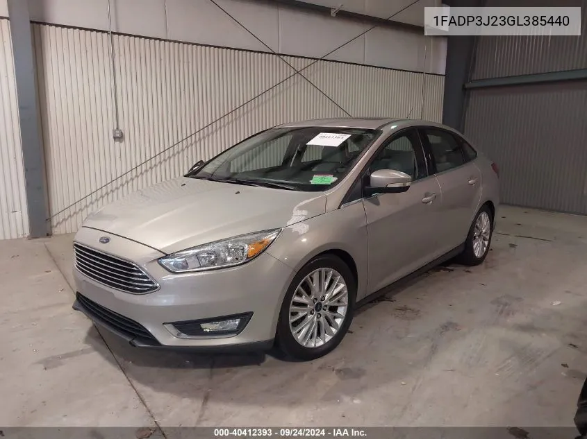 2016 Ford Focus Titanium VIN: 1FADP3J23GL385440 Lot: 40412393