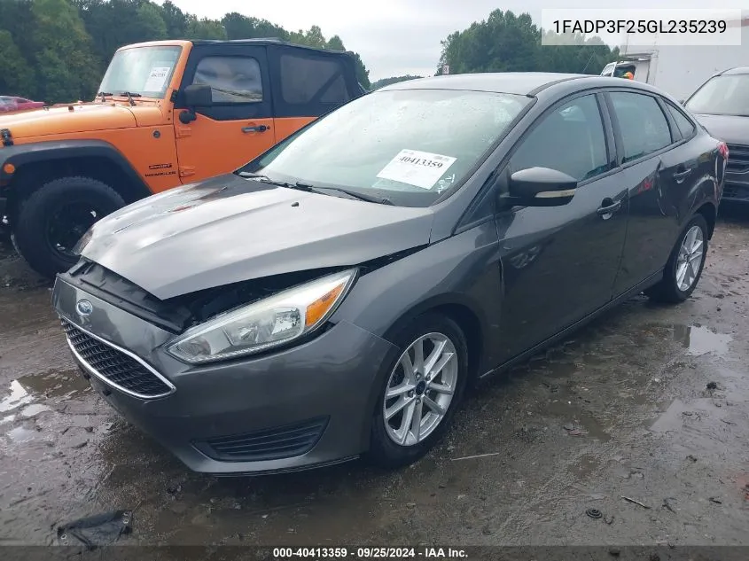 2016 Ford Focus Se VIN: 1FADP3F25GL235239 Lot: 40413359