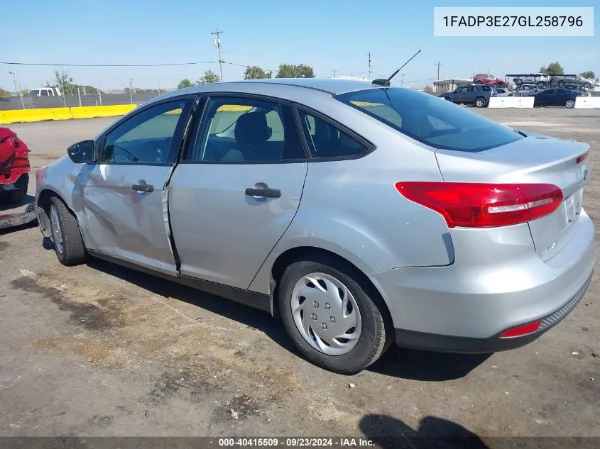 2016 Ford Focus S VIN: 1FADP3E27GL258796 Lot: 40415509