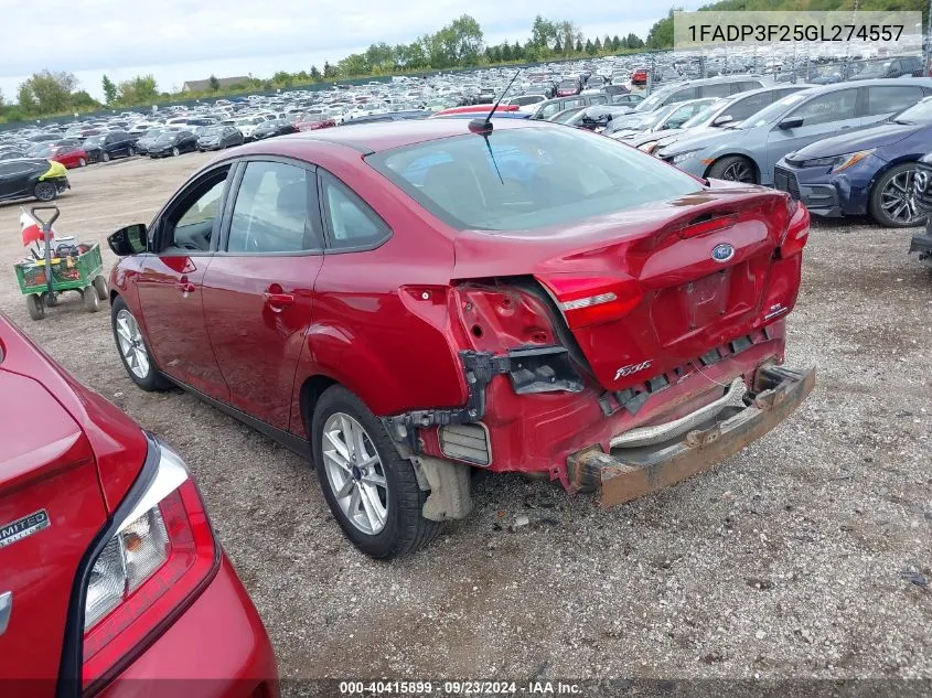 2016 Ford Focus Se VIN: 1FADP3F25GL274557 Lot: 40415899