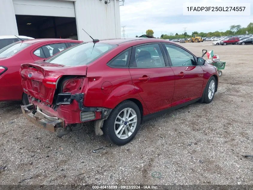 2016 Ford Focus Se VIN: 1FADP3F25GL274557 Lot: 40415899