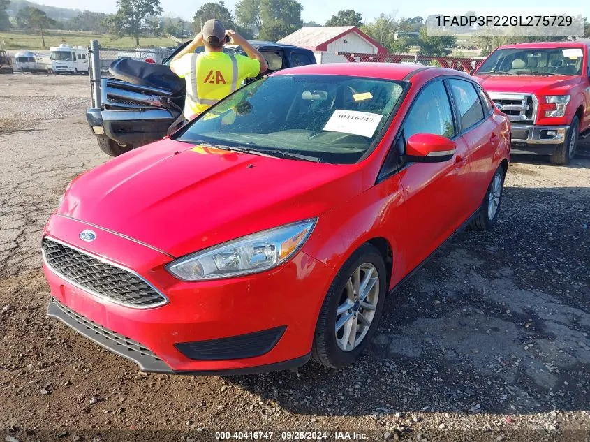 2016 Ford Focus Se VIN: 1FADP3F22GL275729 Lot: 40416747