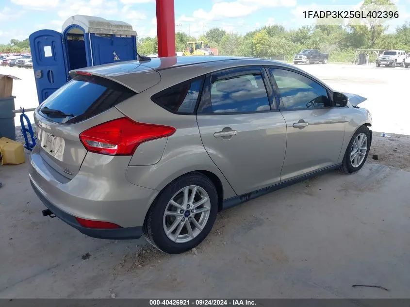 2016 Ford Focus Se VIN: 1FADP3K25GL402396 Lot: 40426921