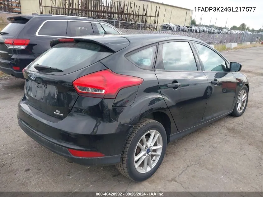 2016 Ford Focus Se VIN: 1FADP3K24GL217577 Lot: 40428992