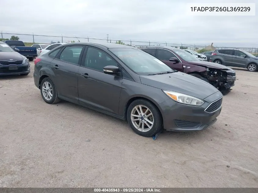 2016 Ford Focus Se VIN: 1FADP3F26GL369239 Lot: 40435943