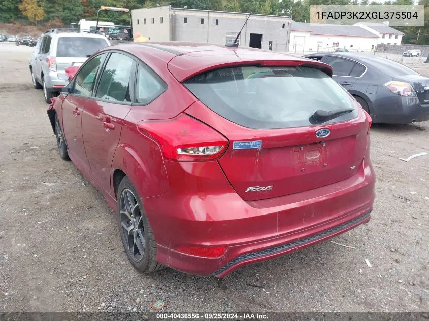 2016 Ford Focus Se VIN: 1FADP3K2XGL375504 Lot: 40436556