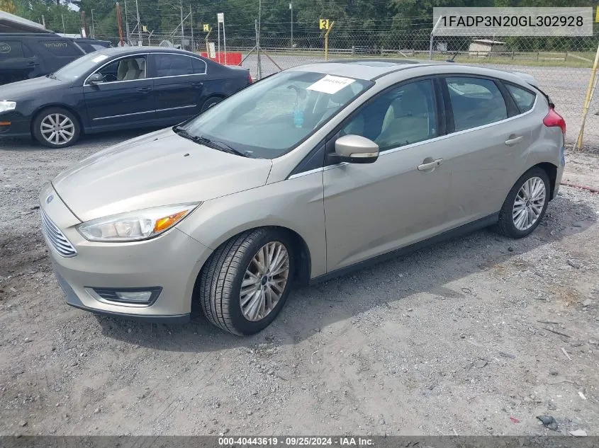 2016 Ford Focus Titanium VIN: 1FADP3N20GL302928 Lot: 40443619