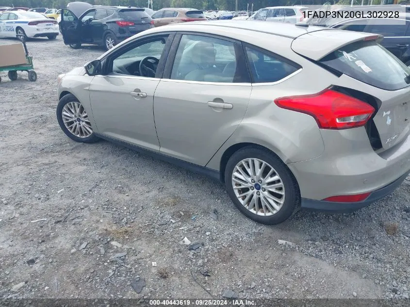 2016 Ford Focus Titanium VIN: 1FADP3N20GL302928 Lot: 40443619