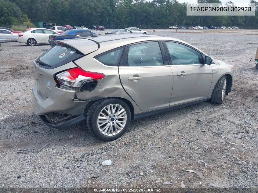 2016 Ford Focus Titanium VIN: 1FADP3N20GL302928 Lot: 40443619