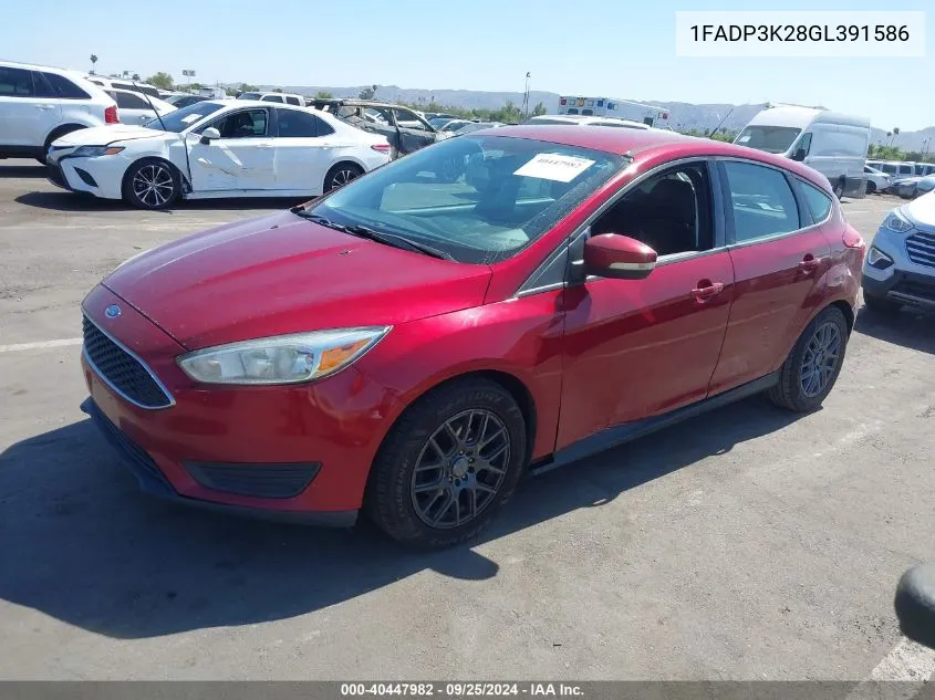 2016 Ford Focus Se VIN: 1FADP3K28GL391586 Lot: 40447982