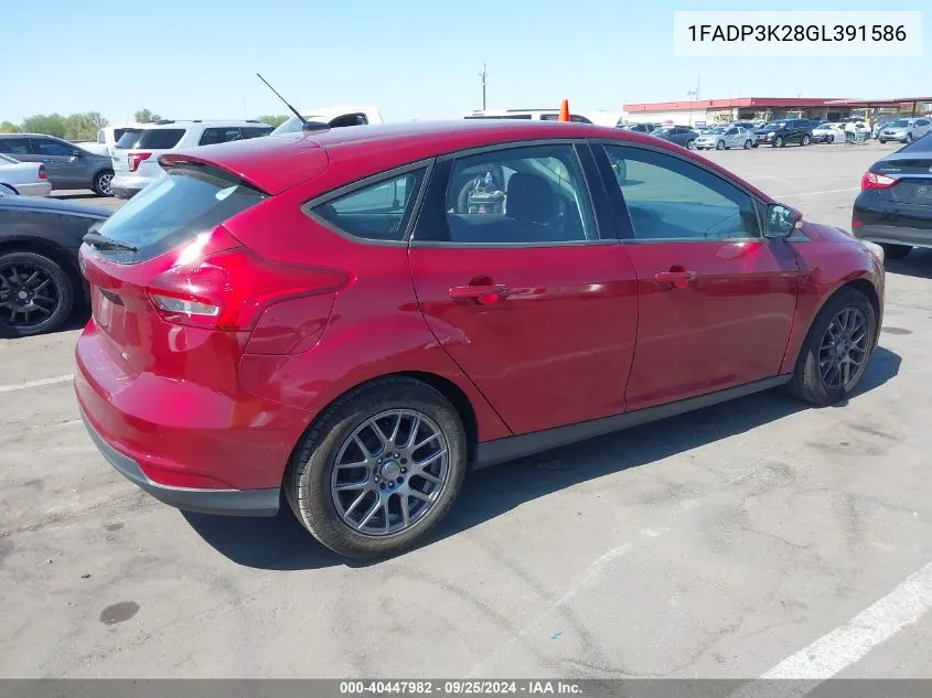 2016 Ford Focus Se VIN: 1FADP3K28GL391586 Lot: 40447982