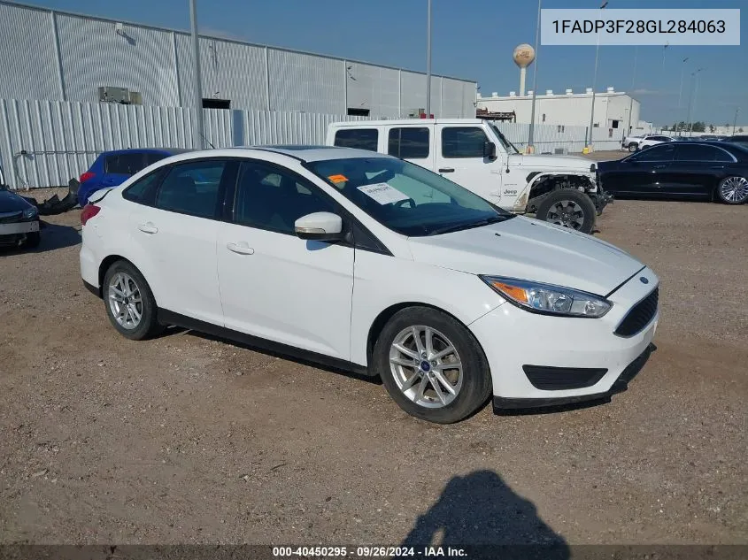 2016 Ford Focus Se VIN: 1FADP3F28GL284063 Lot: 40450295