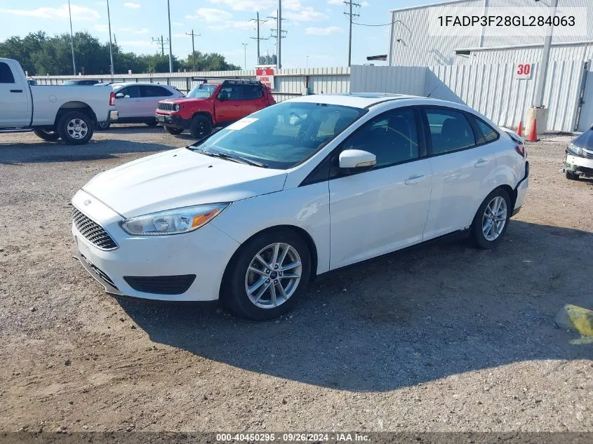 2016 Ford Focus Se VIN: 1FADP3F28GL284063 Lot: 40450295