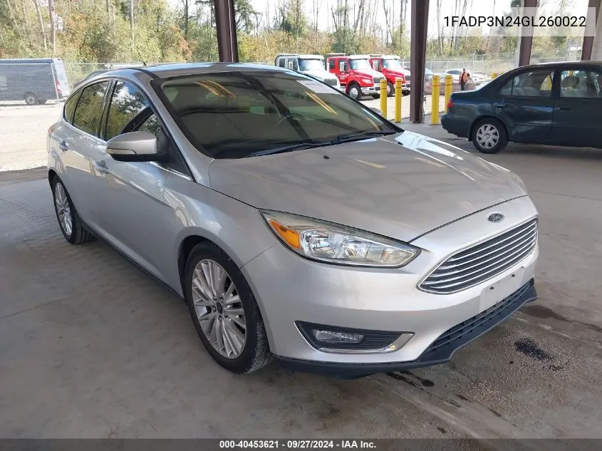 2016 Ford Focus Titanium VIN: 1FADP3N24GL260022 Lot: 40453621